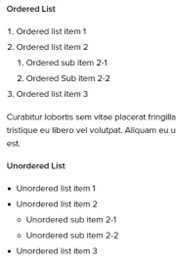 Screenshot of an ordered list
