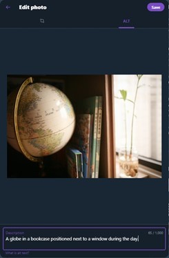Screenshot of Twitter alternative text entry 