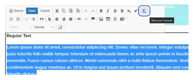 Screenshot showing 'remove formatting' button