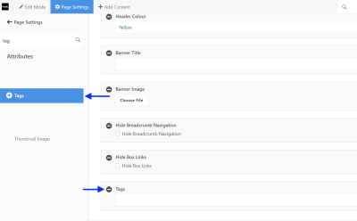 CMS Page Settings Screenshot