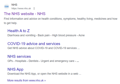 Screenshot of Google search
