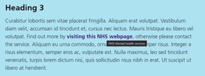 Screenshot showing link hover