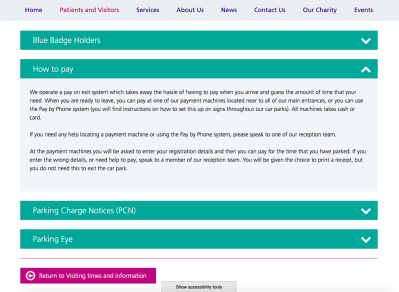 Screenshot showing website accordion content