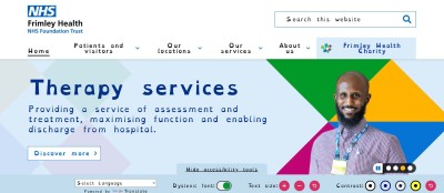 NHS Trust website with dyslexic friendly font