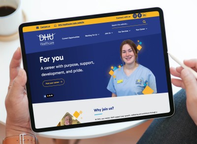 DHU Healthcare Careers website shown on a desktop screen